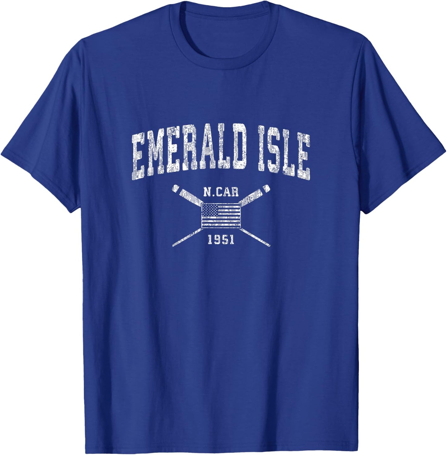 Emerald Isle NC Nautical Vintage US Flag T-Shirt - T-Shirt | Royal