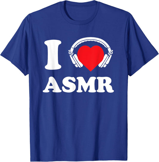 I Love ASMR Heart Headphones Funny Tingles Gift T-Shirt - T-Shirt | Royal