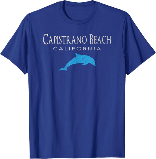 Vintage Capistrano Beach CA Dolphin T Shirt Men Women Girls Kids T-Shirt - T-Shirt | Royal