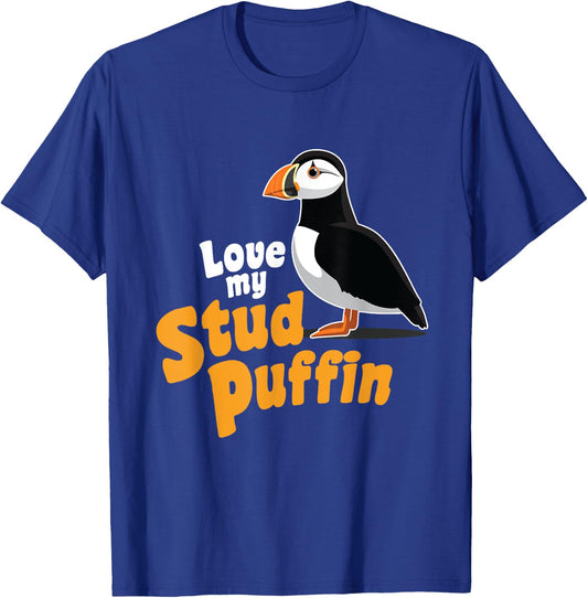 Stud Puffin Love | Cute Animal Gift Zoo Sea Bird T-Shirt - T-Shirt | Royal