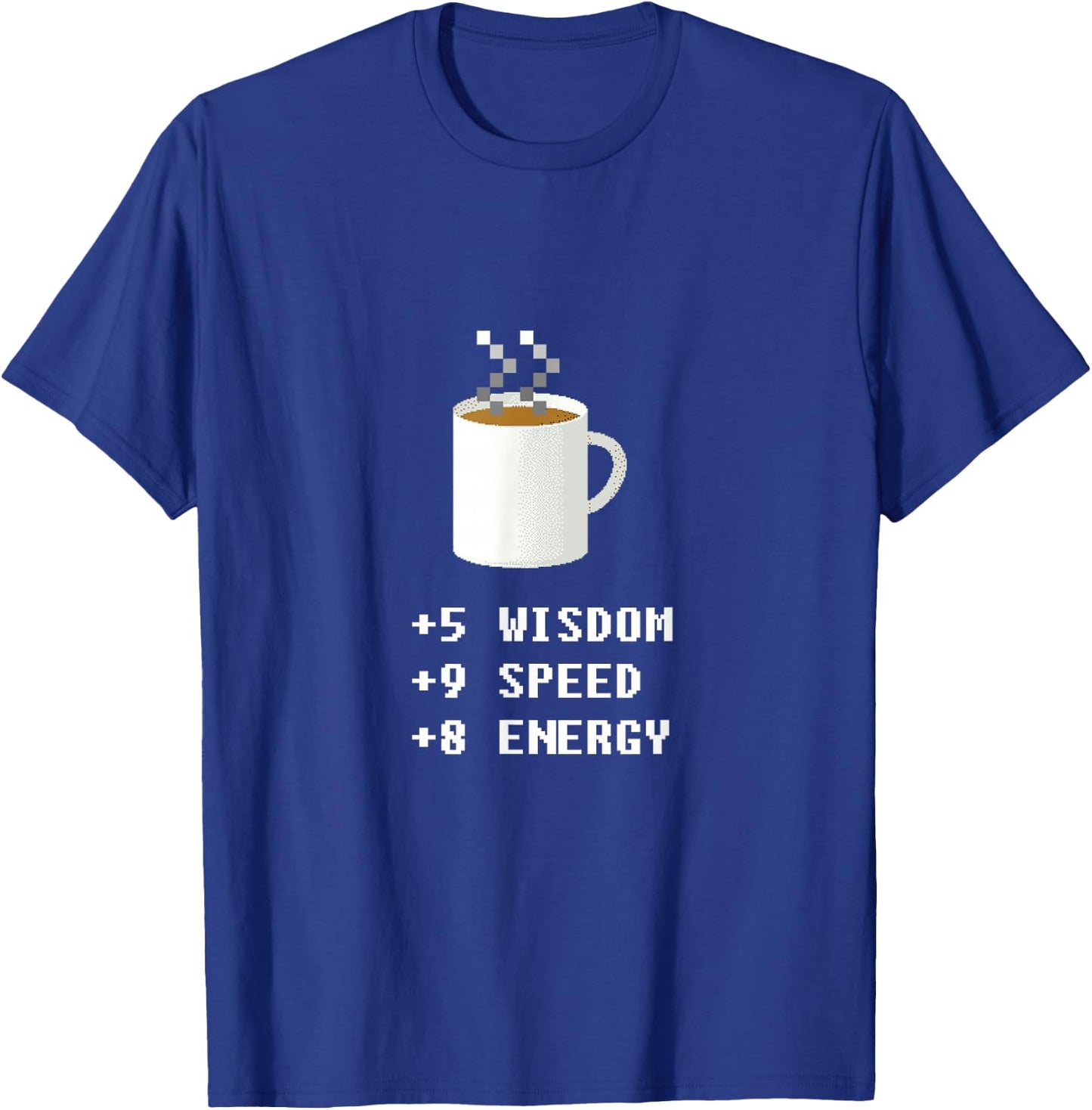 Caffeine Lover 8 Bit Pixel Coffee Gamer Retro Video Game T-Shirt - T-Shirt | Royal