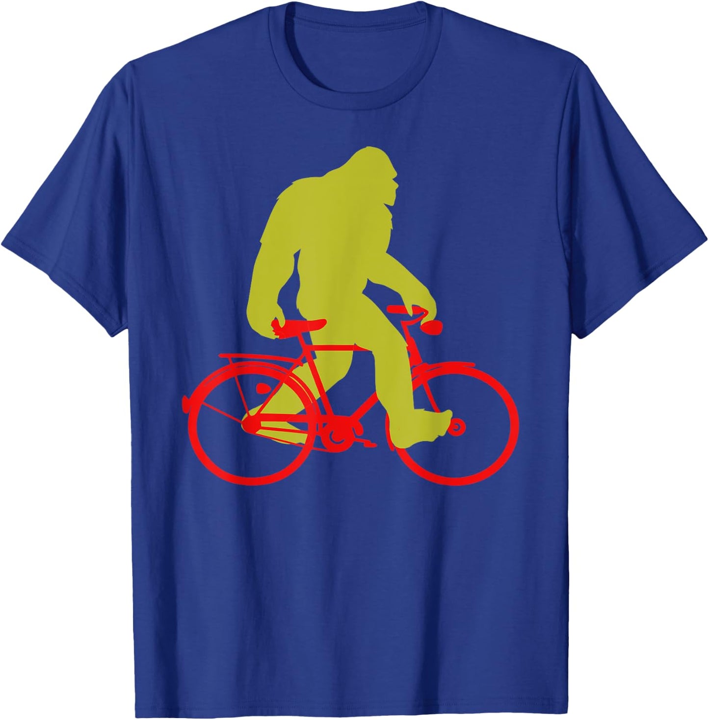 Bigfoot Riding Bicycle Shirt, Funny Cute Sasquatch Bike Gift T-Shirt - T-Shirt | Royal