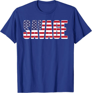 Savage - Awesome American Lifting USA Gym Strong T-Shirt - T-Shirt | Royal