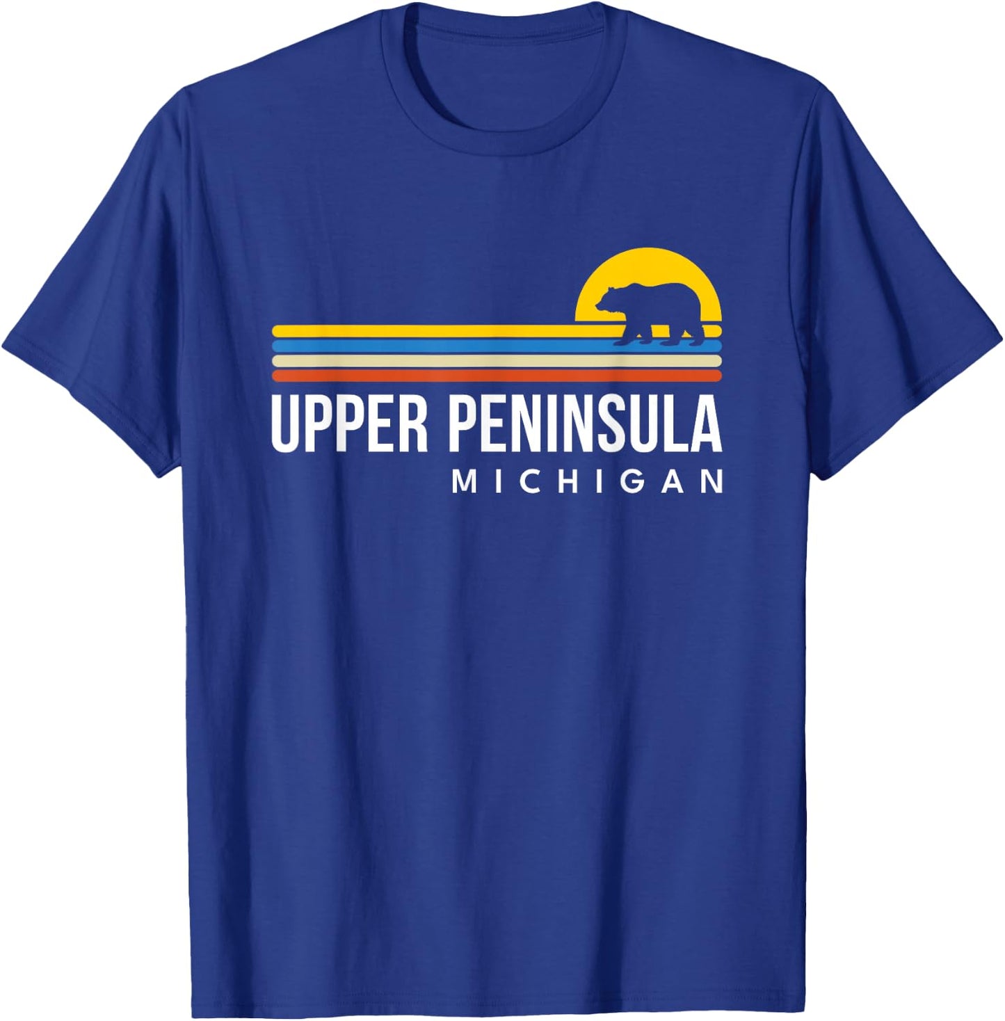 Upper Peninsula Michigan MI Bear Vintage Retro Souvenirs T-Shirt - T-Shirt | Royal