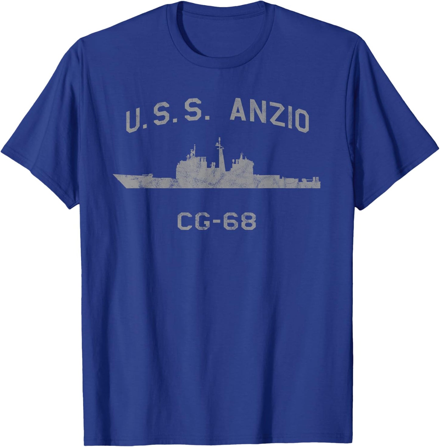 USS Anzio CG-68 Ship Waterline Profile T-Shirt - T-Shirt | Royal
