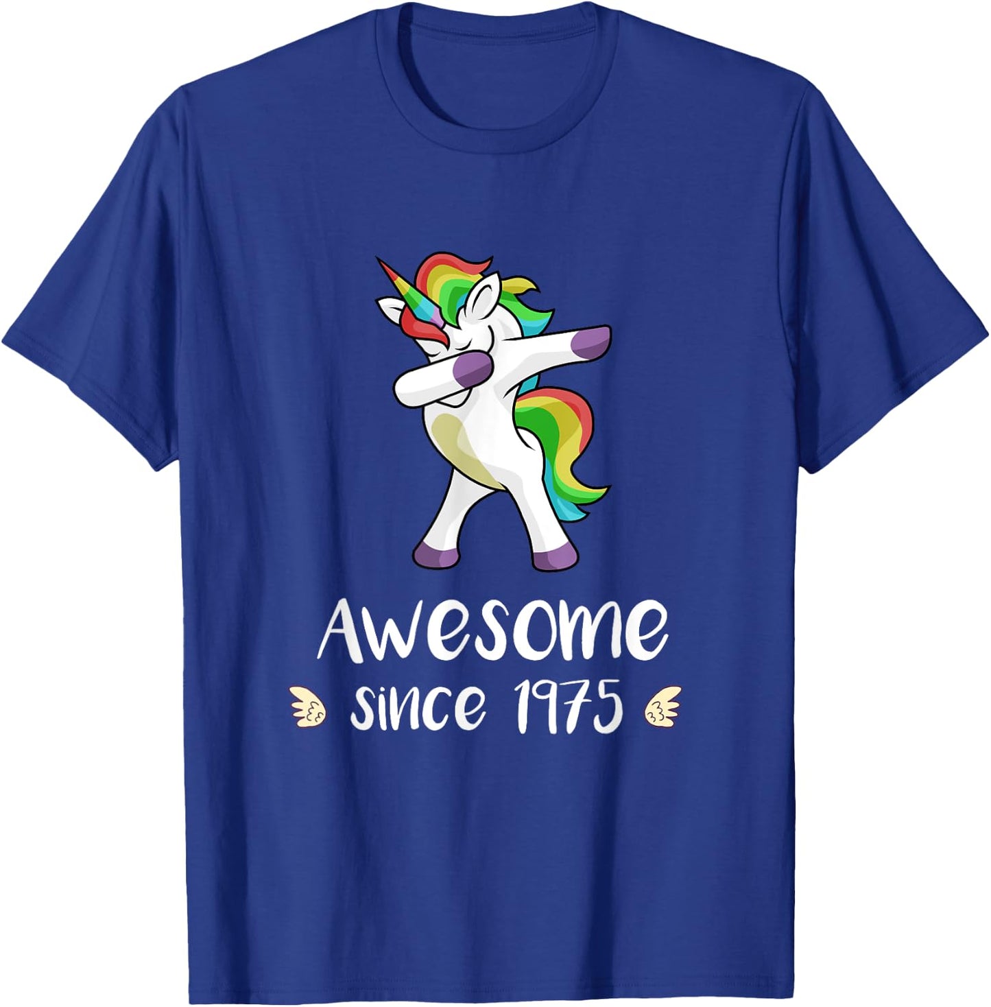 Awesome Since 1975 Cute Unicorn 43rd Birthday Gift T-Shirt - T-Shirt | Royal
