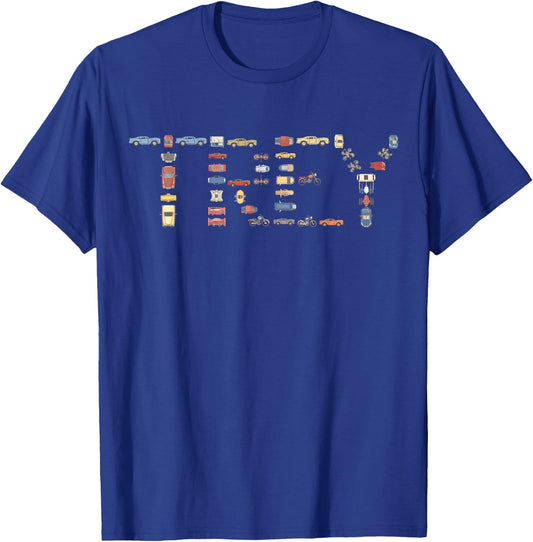 Trey Custom Name Personalized Classic Cars Boys Women Men T-Shirt - T-Shirt | Royal