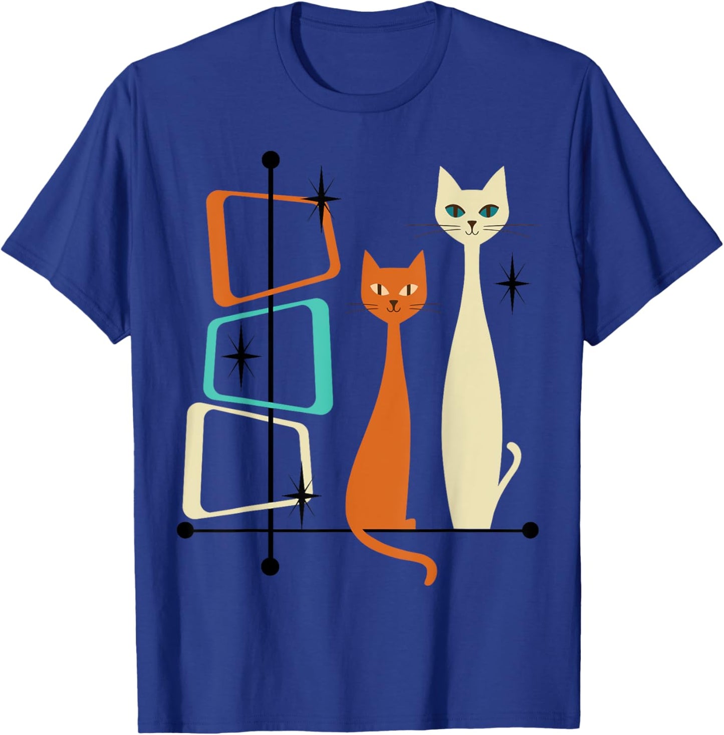 Retro Mid-Century Modern Cats 50s 60s Style T-Shirt - T-Shirt | Royal