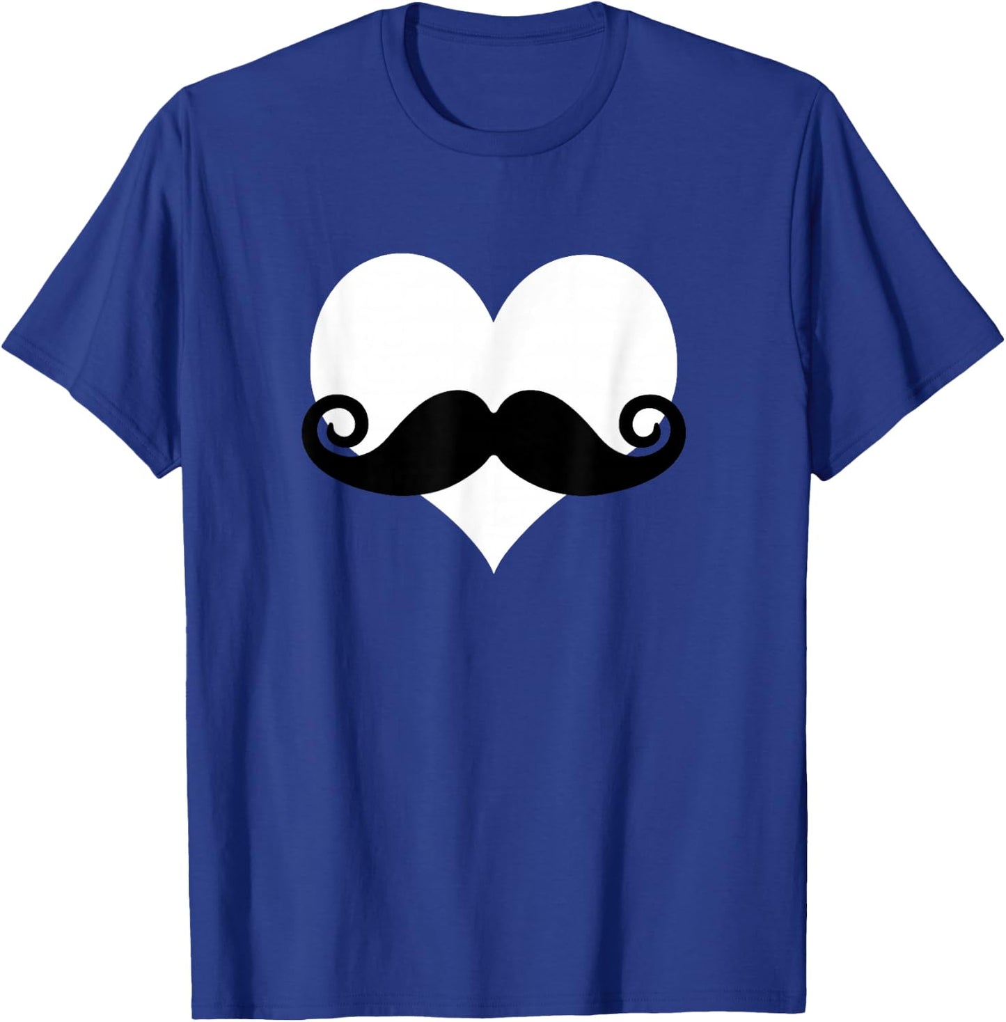 Mustache Heart Valentines Day Boys T-Shirt - T-Shirt | Royal