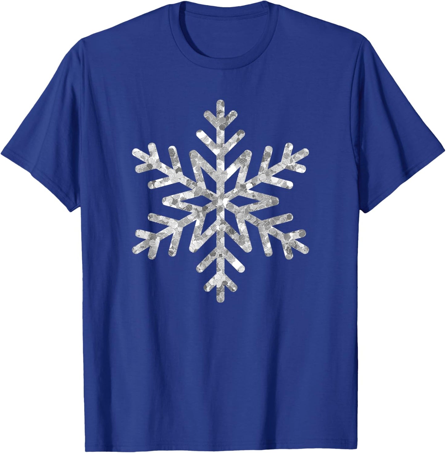 Trendy Christmas Faux Sparkle Snowflake Center Icon T-Shirt - T-Shirt | Royal