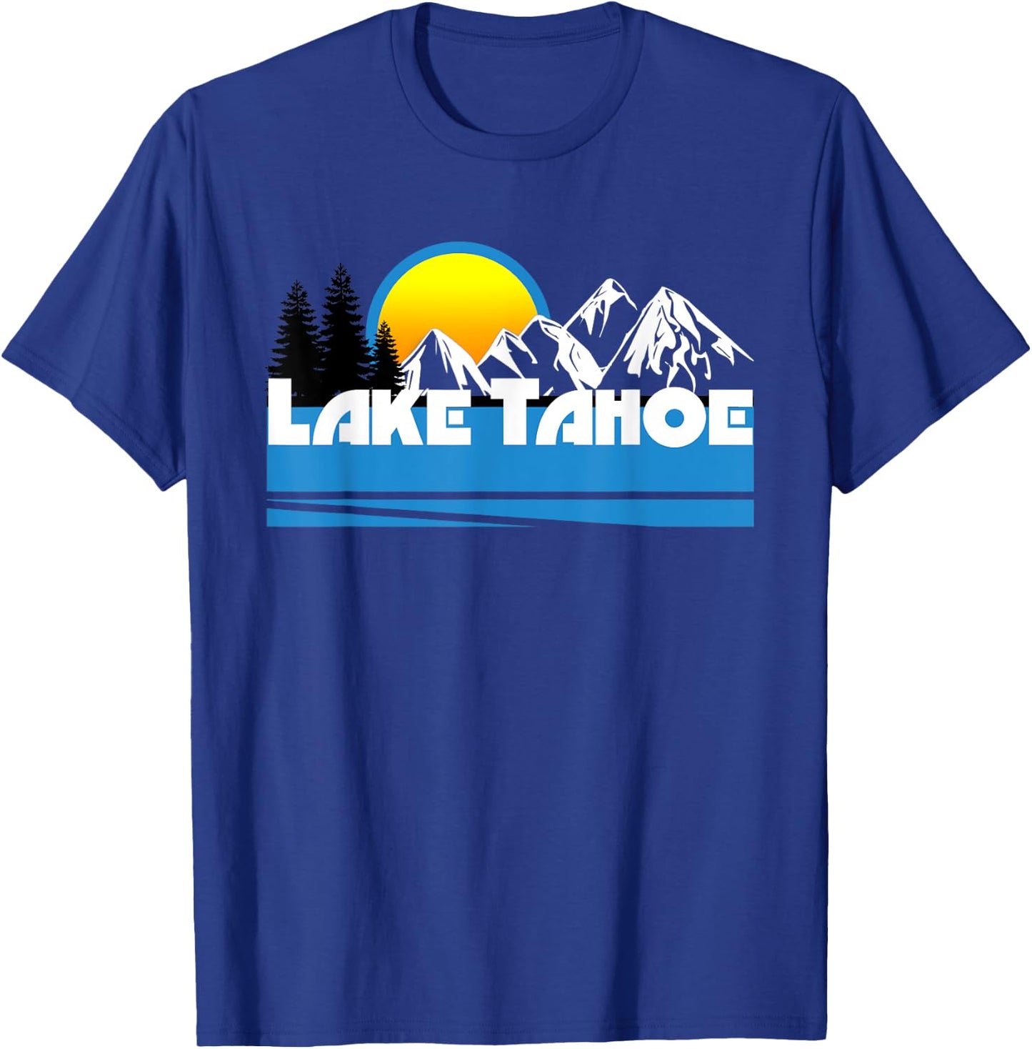 Lake Tahoe Retro 80s California & Nevada Ski T-Shirt - T-Shirt | Royal