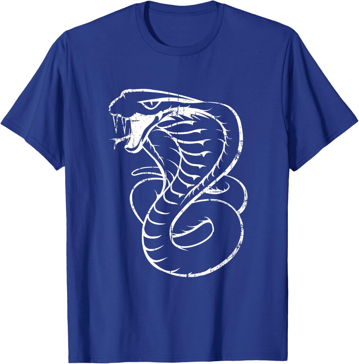 White King Cobra Hissing Distressed Snake Lover T-Shirt - T-Shirt | Royal