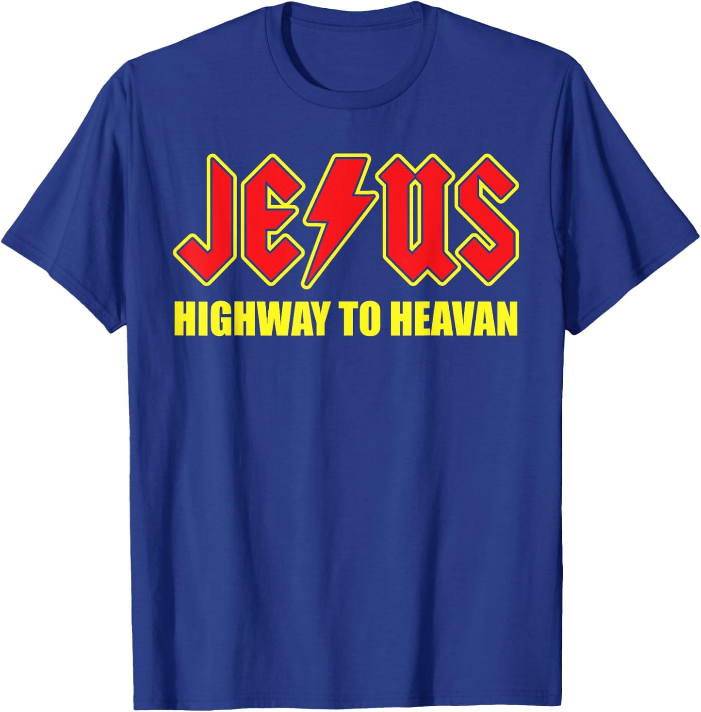 Jesus Highway To Heaven T Shirt -Superhero Jesus Christian T T-Shirt - T-Shirt | Royal