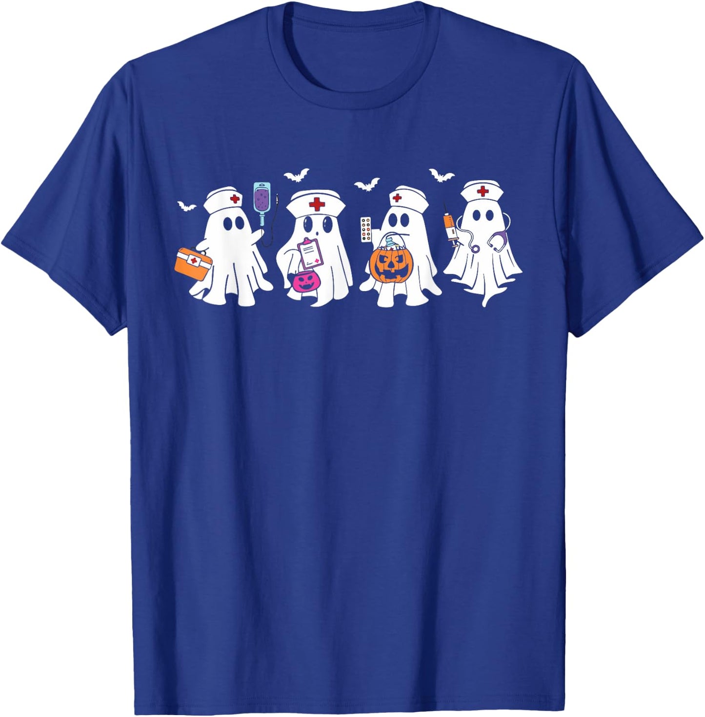 Ghost Nurse Halloween Crew Funny Scrub ER RN Nursing Student T-Shirt - T-Shirt | Royal