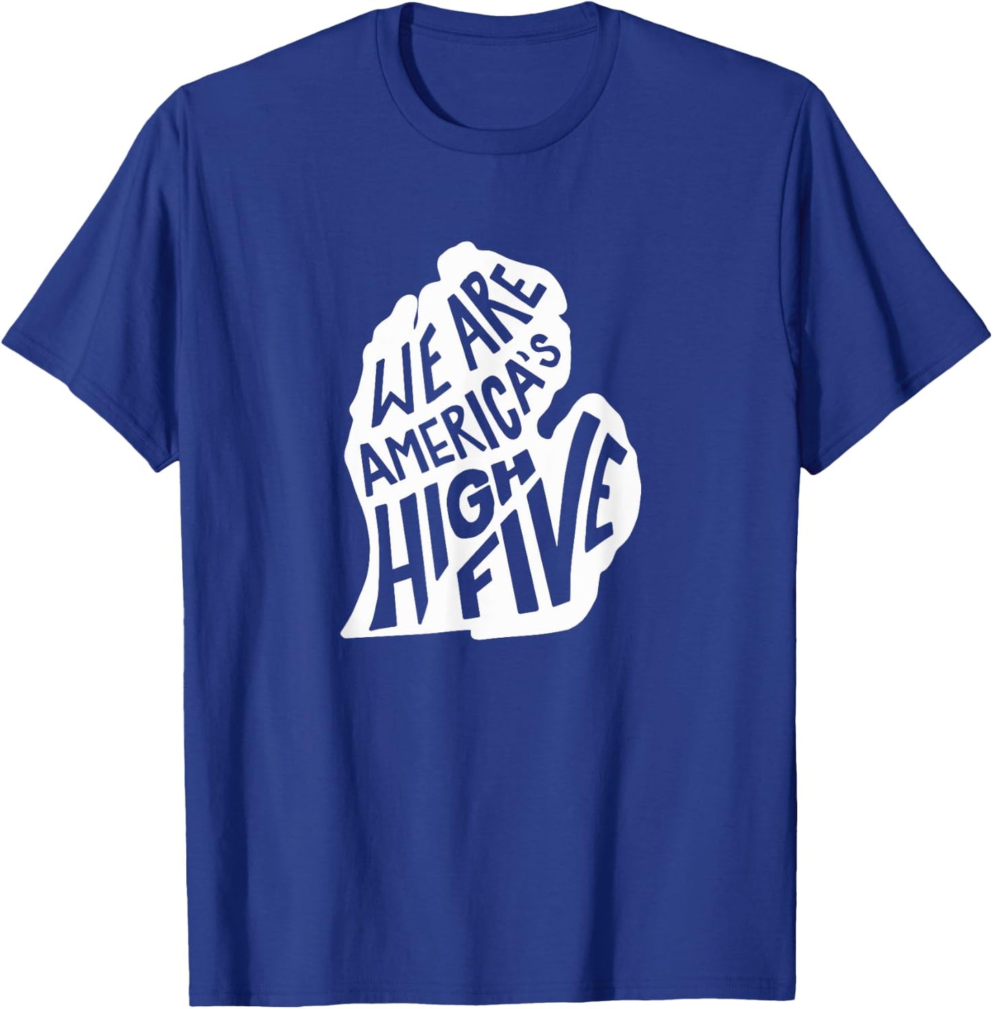 Michigan America's High Five - Retro Distressed T-Shirt - T-Shirt | Royal