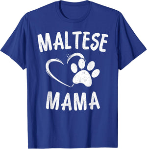 Fun Maltese Mama Gift Pet Lover Apparel Sleeve Dog Mom Women Kids T-Shirt - T-Shirt | Royal