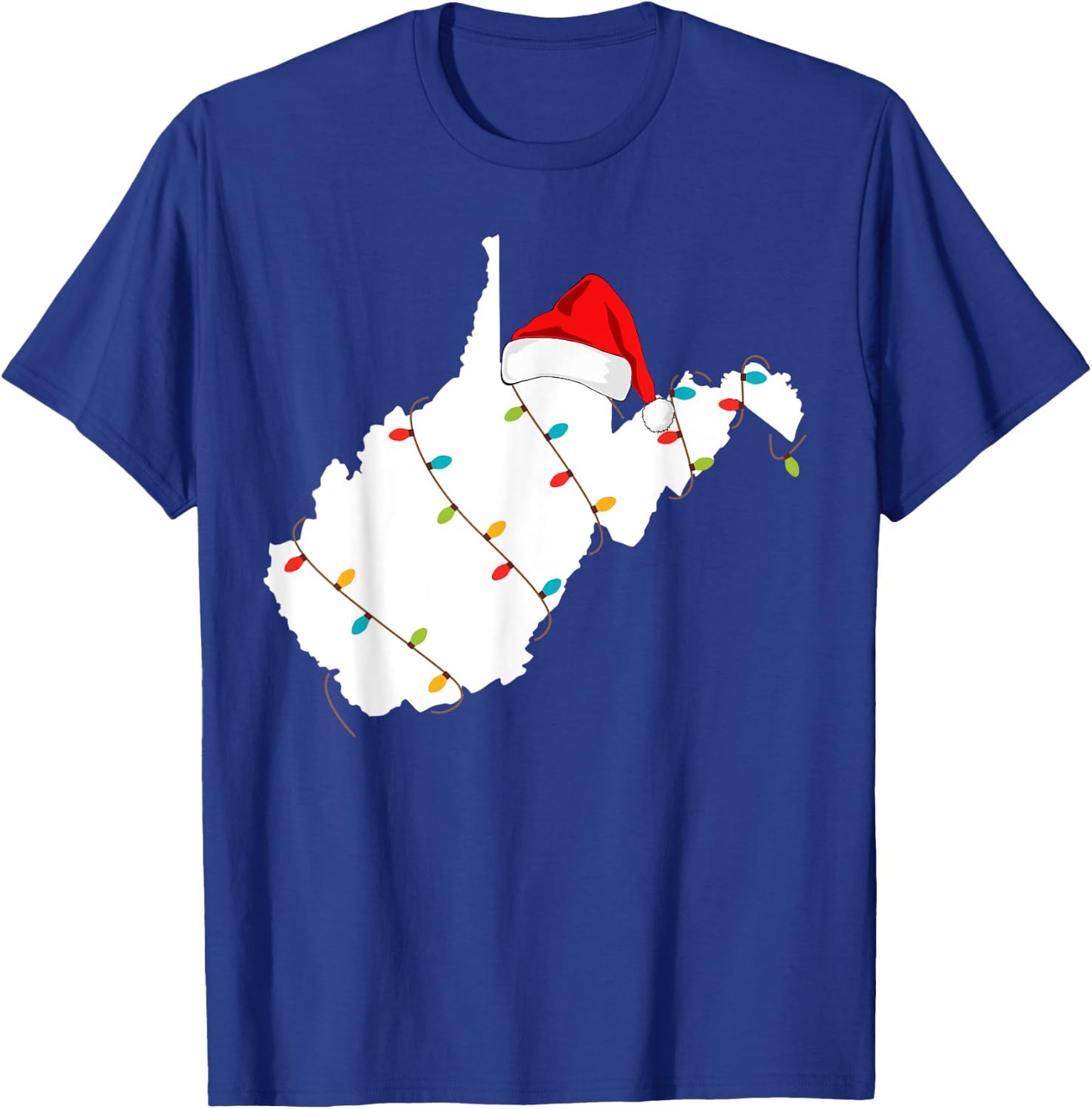 West Virginia Map Christmas With Santa Hat T-Shirt - T-Shirt | Royal