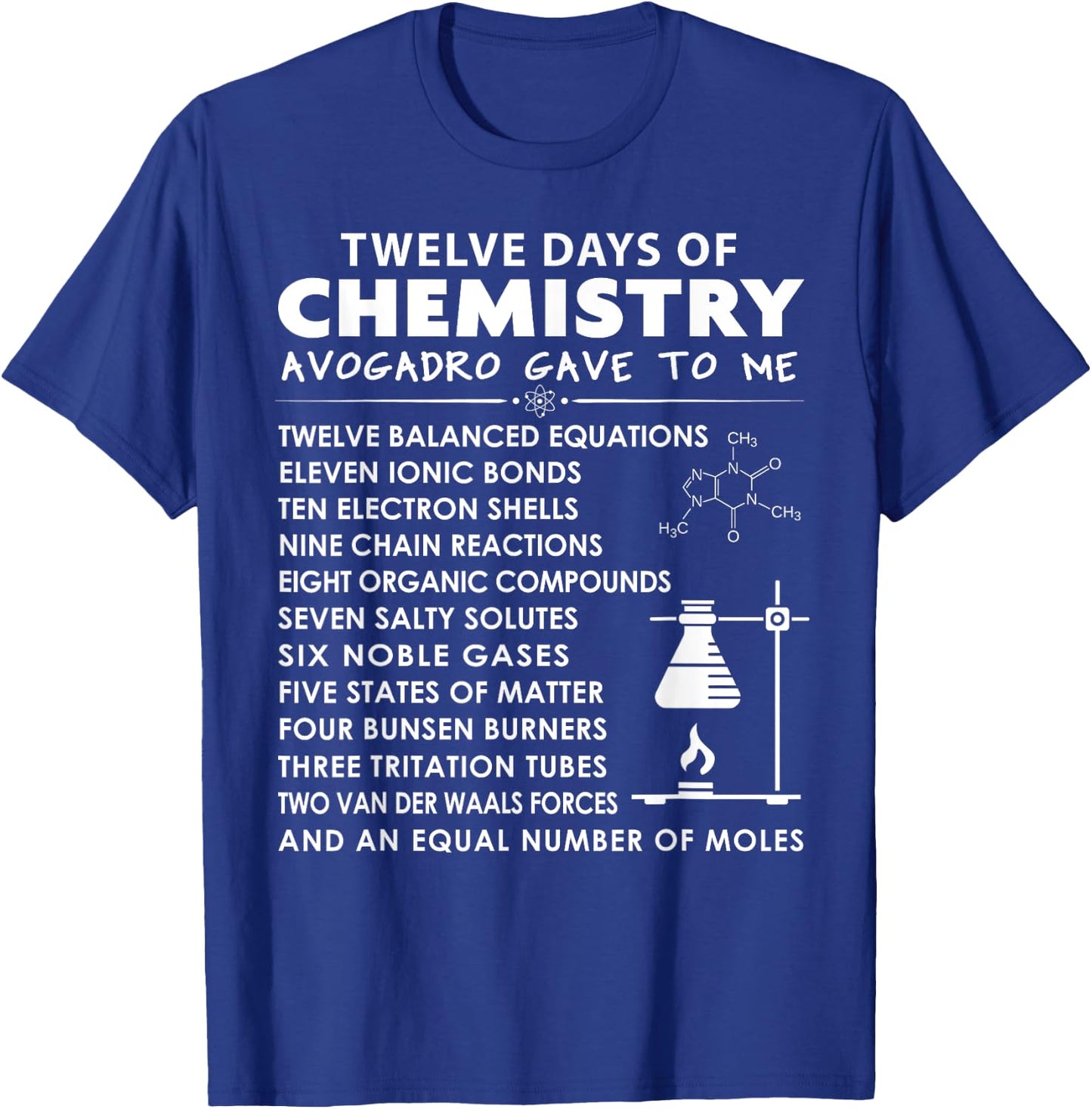 12 Days of Chemistry - Chemistry Teacher Christmas Women Kids T-Shirt - T-Shirt | Royal