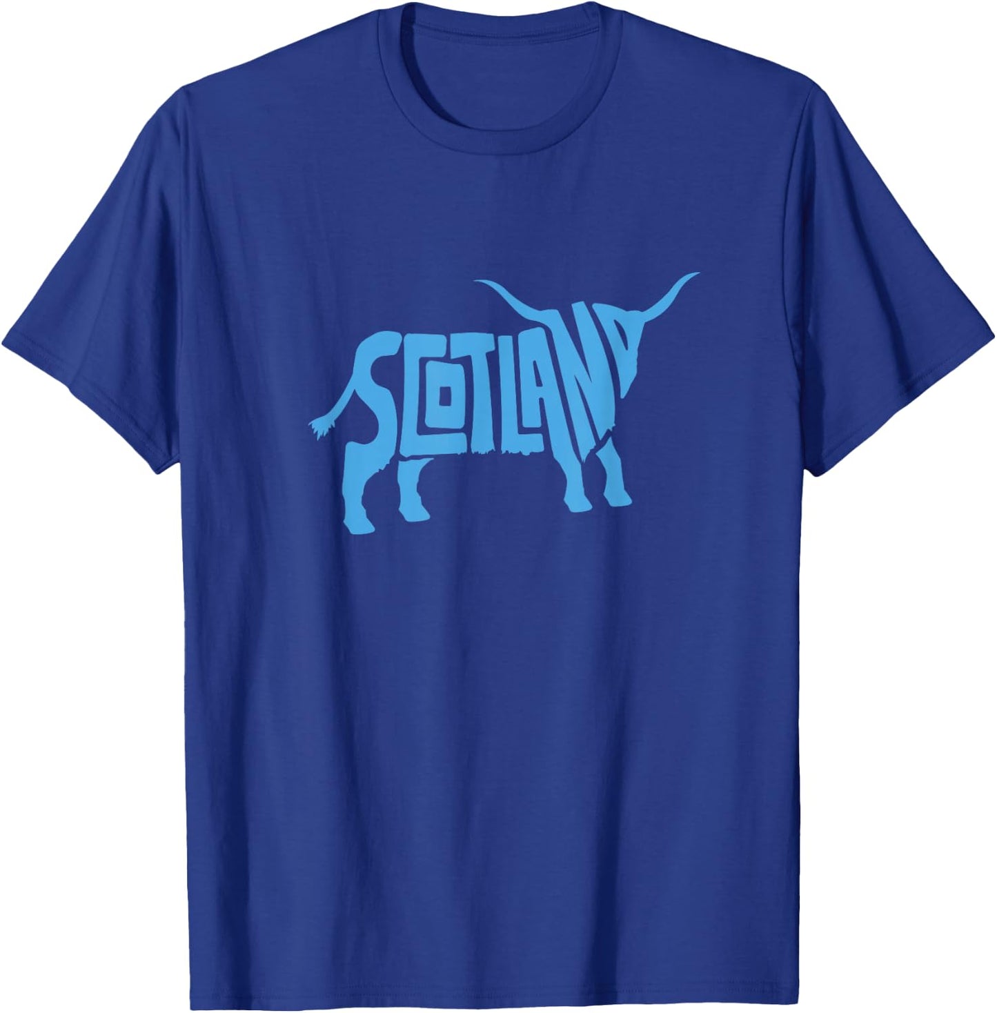 Scotland Word Art - Funny Scottish Bull Animal T-Shirt - T-Shirt | Royal