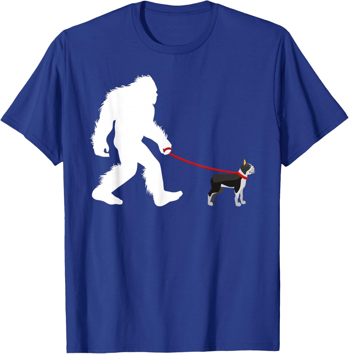 Bigfoot Walking Boston Terrier Shirt, Dog Walker Gift T-Shirt - T-Shirt | Royal