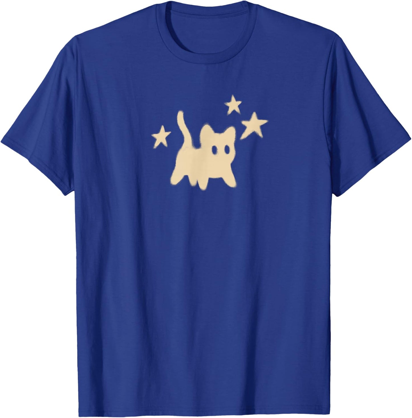 90s Y2K Scary Tomcat Cat is Scared under Starry T-Shirt - T-Shirt | Royal