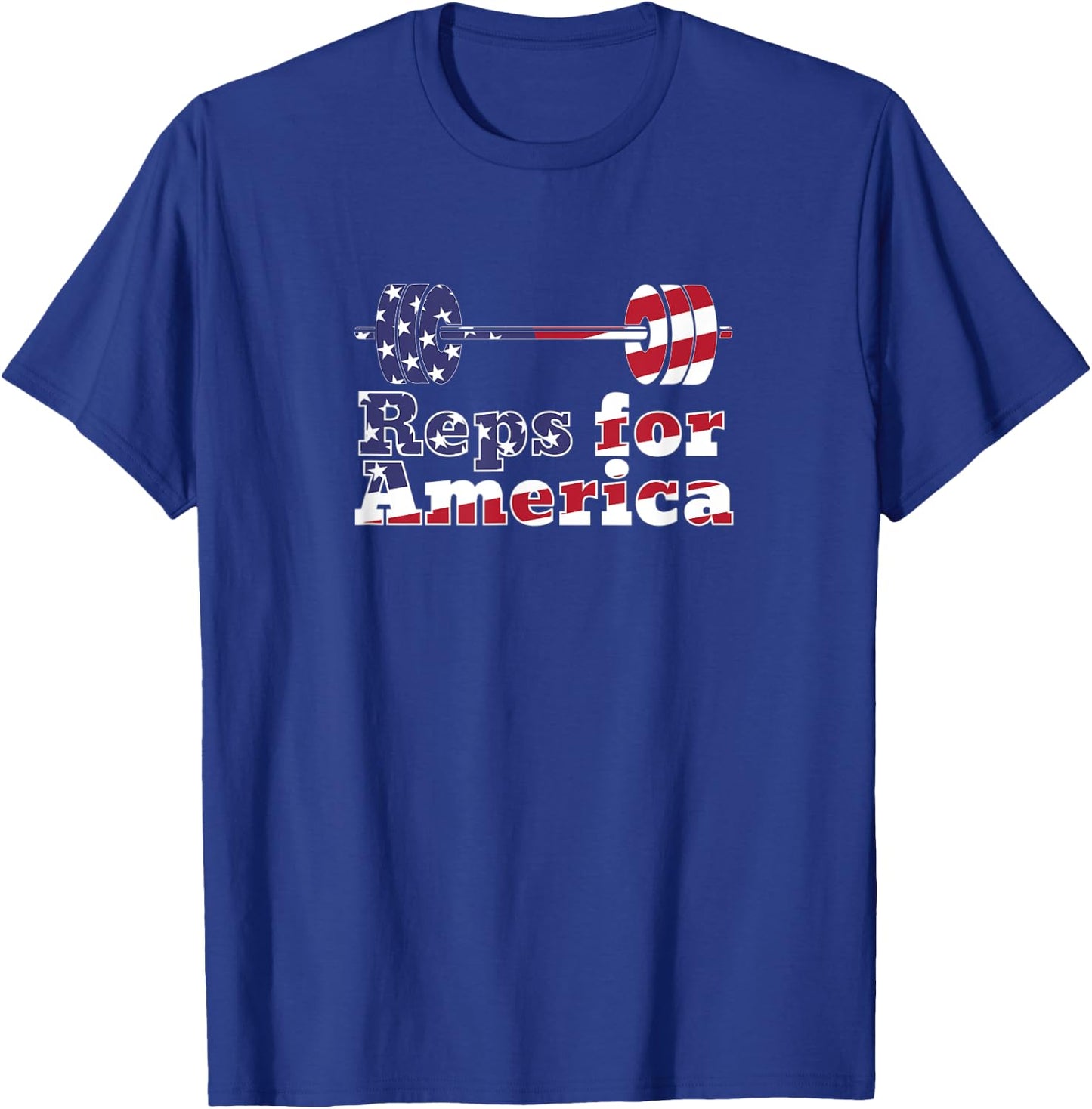 Patriotic barbell Reps For America USA Gym Women Kids Men T-Shirt - T-Shirt | Royal