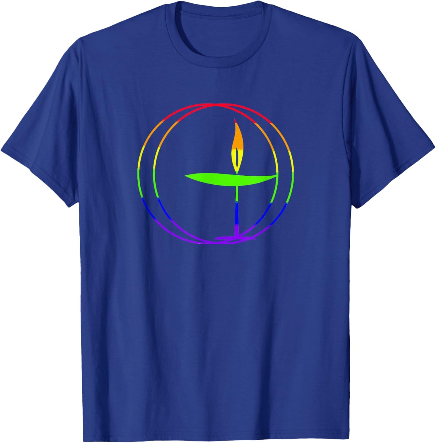 Unitarian Universalist Shirt, Colorful Flaming Chalice Shirt T-Shirt - T-Shirt | Royal