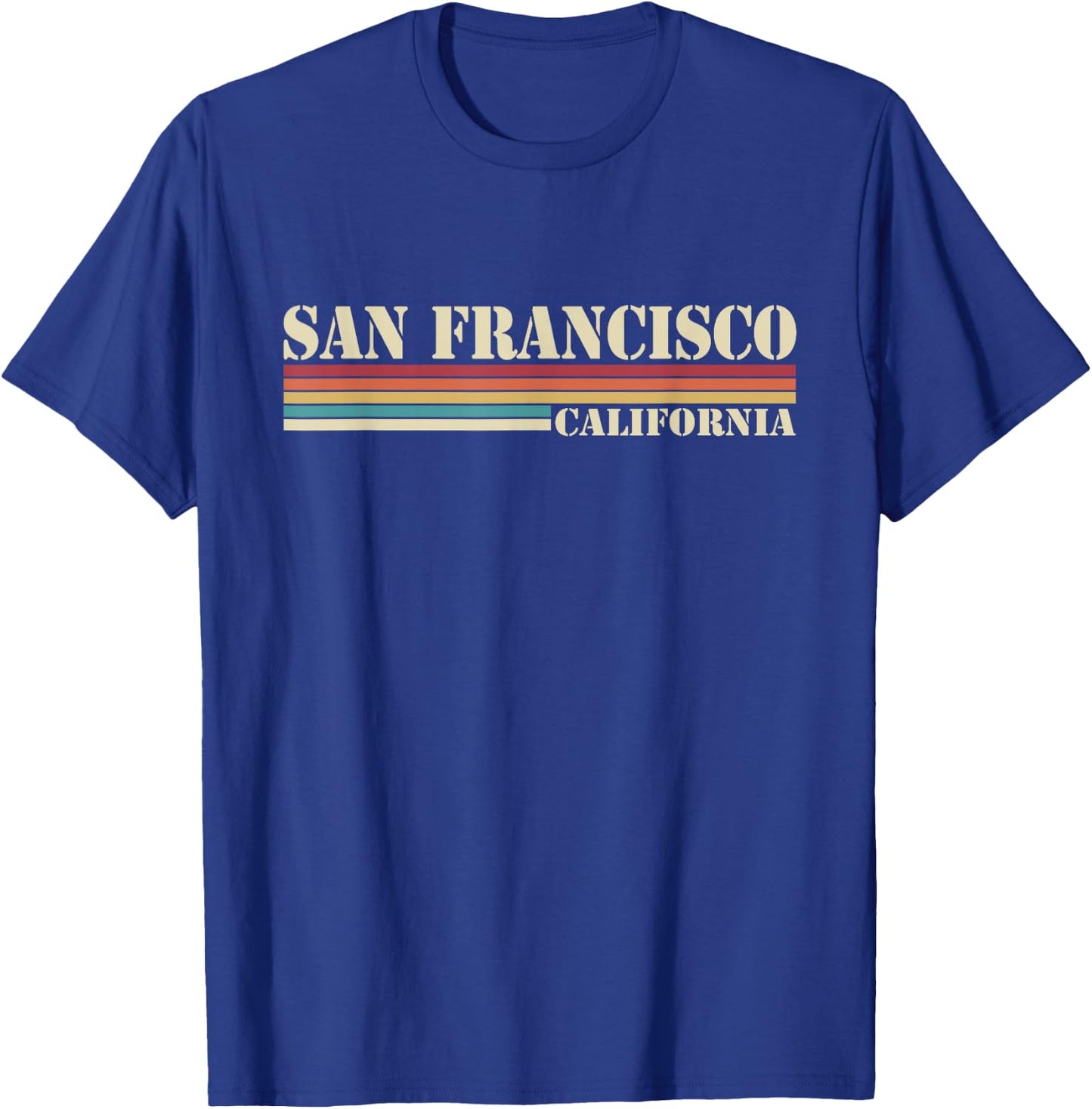 San Francisco - California - Retro Stripes - Classic T-Shirt - T-Shirt | Royal