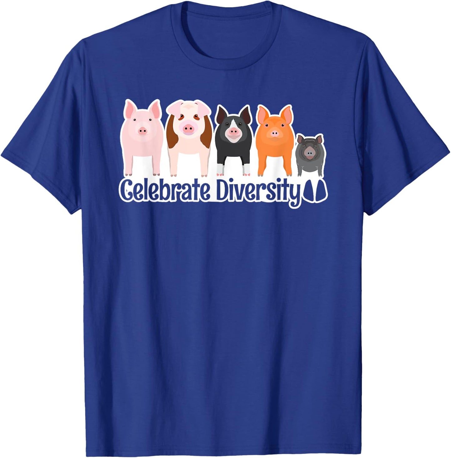 Celebrate Diversity Gifts for Pig Lovers Farm Breed Cute Pig T-Shirt - T-Shirt | Royal