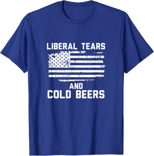 Funny Liberal Tears and Cold Beers T-Shirt - T-Shirt | Royal