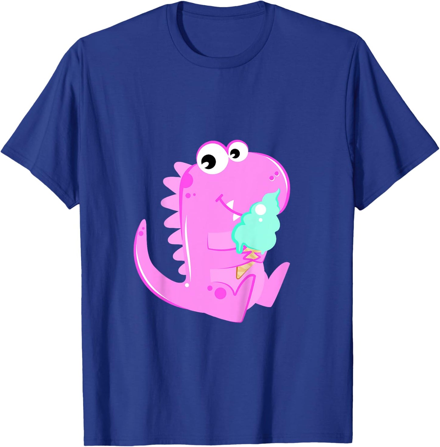 Pink Dinosaur Dino Eating Ice Cream For Girls T-Shirt - T-Shirt | Royal