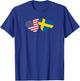 Sweden USA Flag T Shirt Heart Swedish American Love Roots T-Shirt - T-Shirt | Royal