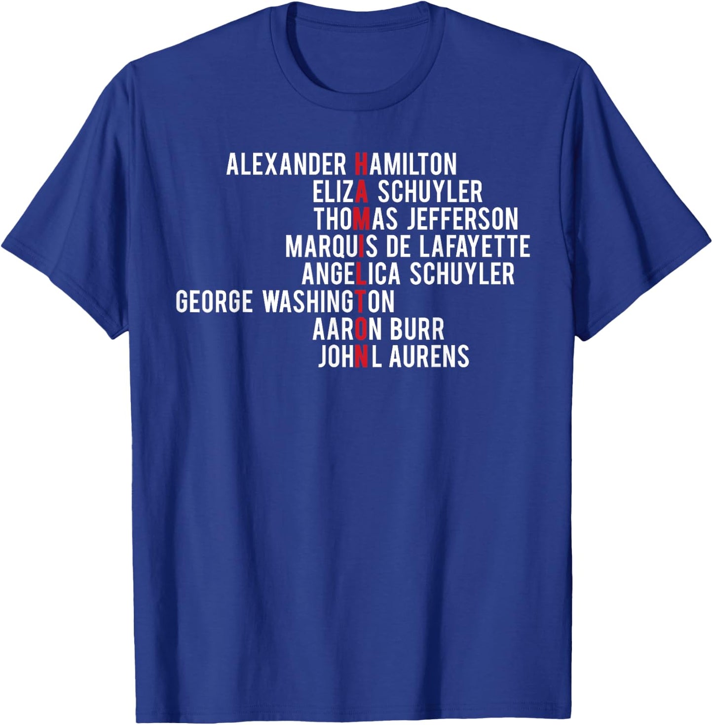 Hamilton, Eliza, Jefferson, Angelica, & Burr Names Shirt T-Shirt - T-Shirt | Royal