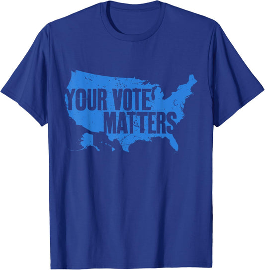 Your Vote Matters Blue Map T-Shirt - T-Shirt | Royal