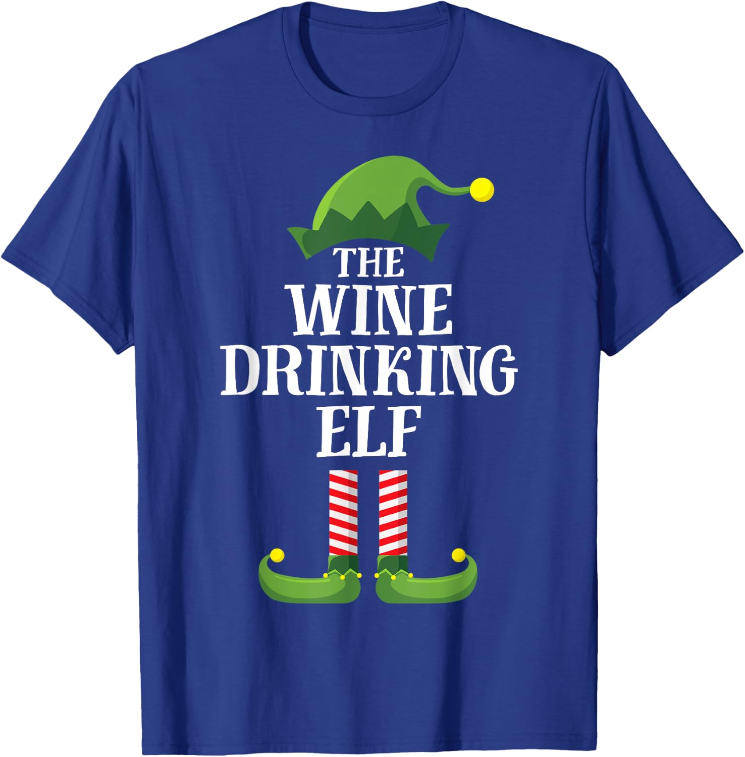 Wine Drinking Elf Matching Family Group Christmas T-Shirt - T-Shirt | Royal