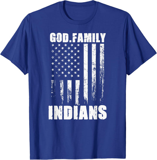 Venice Indians God. Family. Vintage USA Flag T-Shirt - T-Shirt | Royal