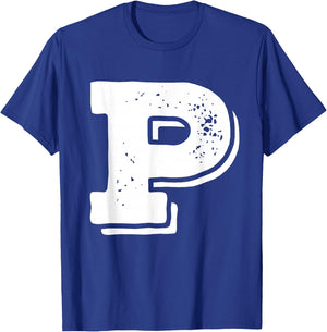 Letter P Capital Alphabet College Varsity Monogram Club T-Shirt - T-Shirt | Royal