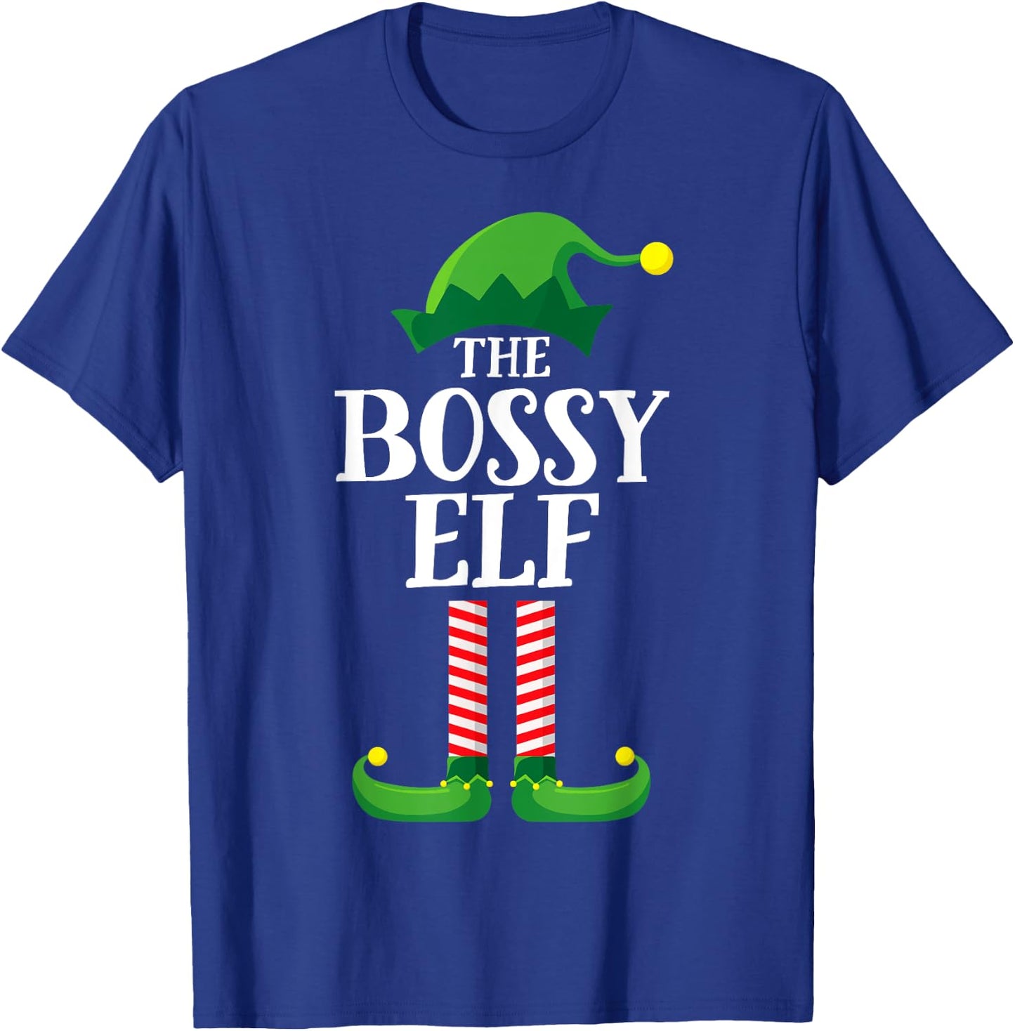 Bossy Elf Matching Family Group Christmas Party Pyjamas T-Shirt - T-Shirt | Royal