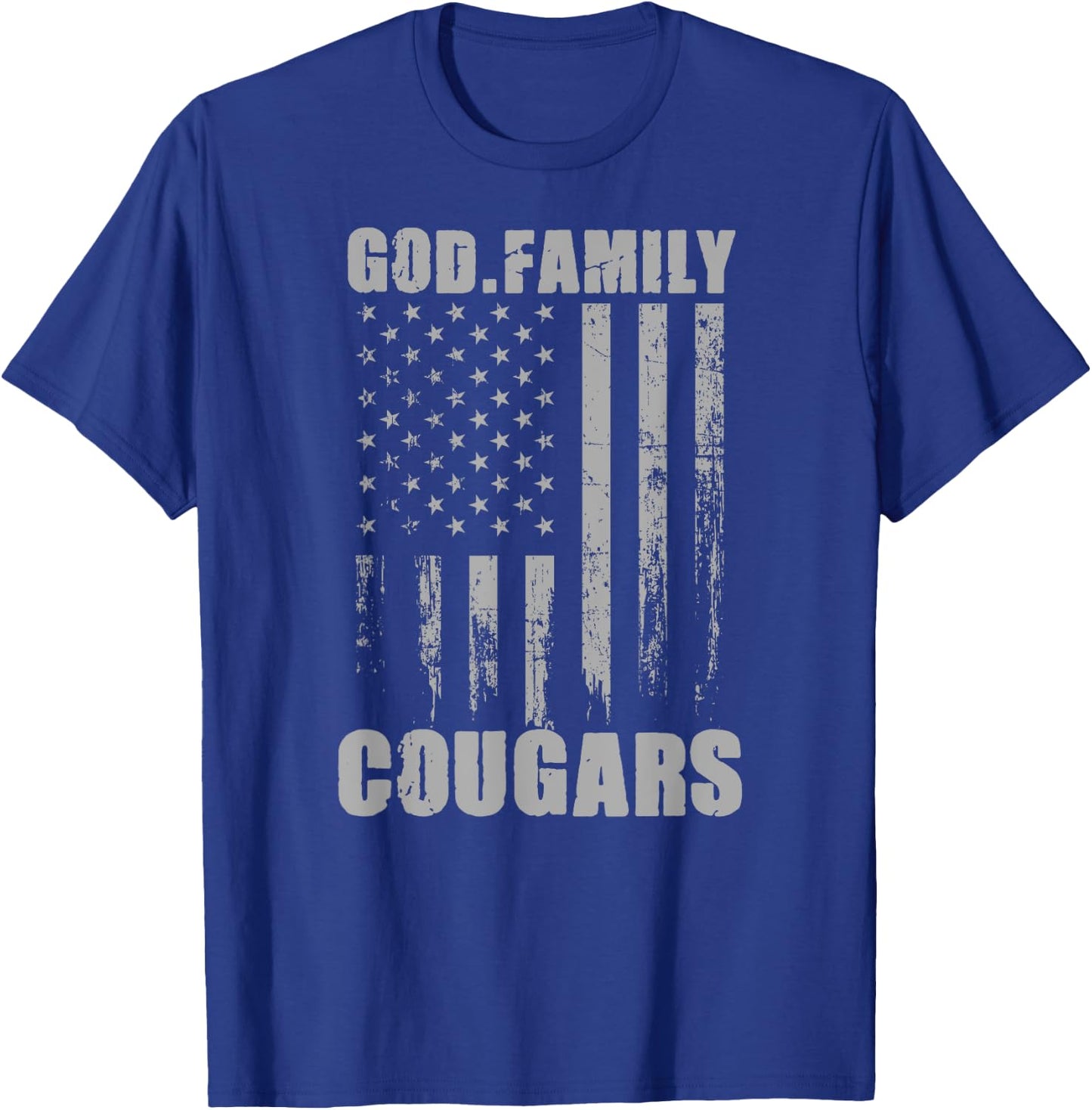 Chino Valley Cougars God. Family. Vintage USA Flag T-Shirt - T-Shirt | Royal