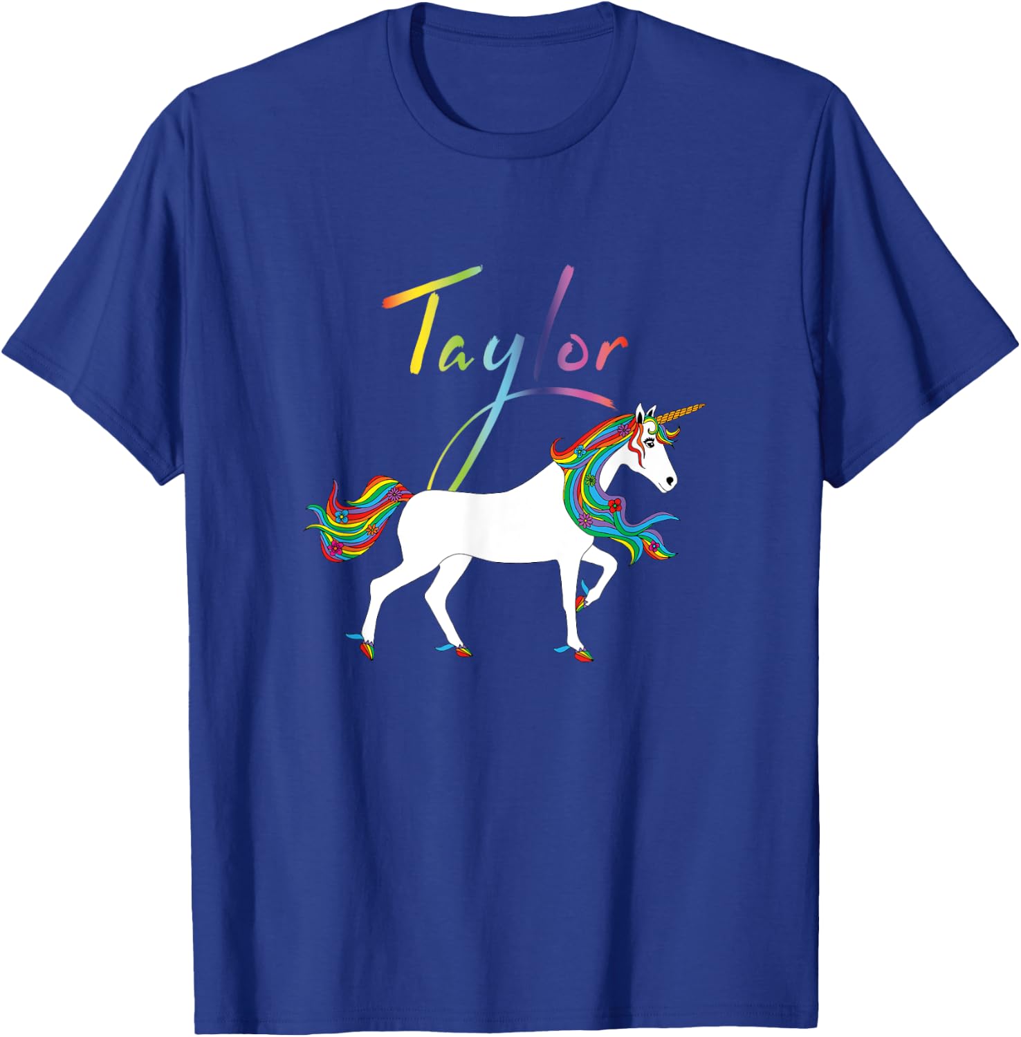 Taylor Personalized First Name Unicorn T-Shirt - T-Shirt | Royal