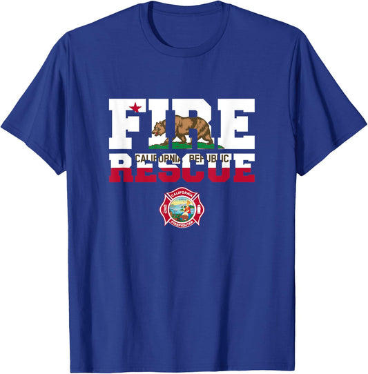 California Fire Rescue Firefighter Firemen Uniform Duty T-Shirt - T-Shirt | Royal