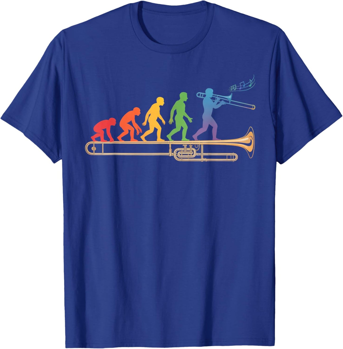 Trombone Human Evolution Marching Band Jazz Music Trombone T-Shirt - T-Shirt | Royal