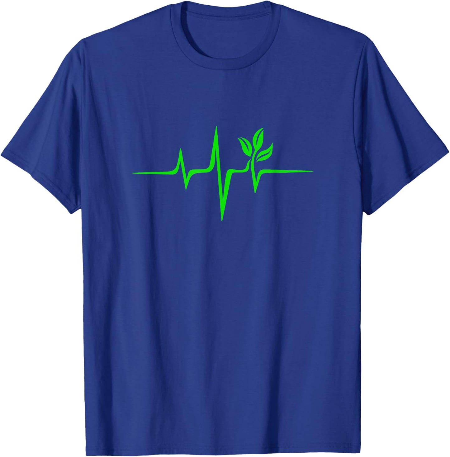 Pulse Green Heartbeat Vegan Plant Tree Environment T-Shirt - T-Shirt | Royal