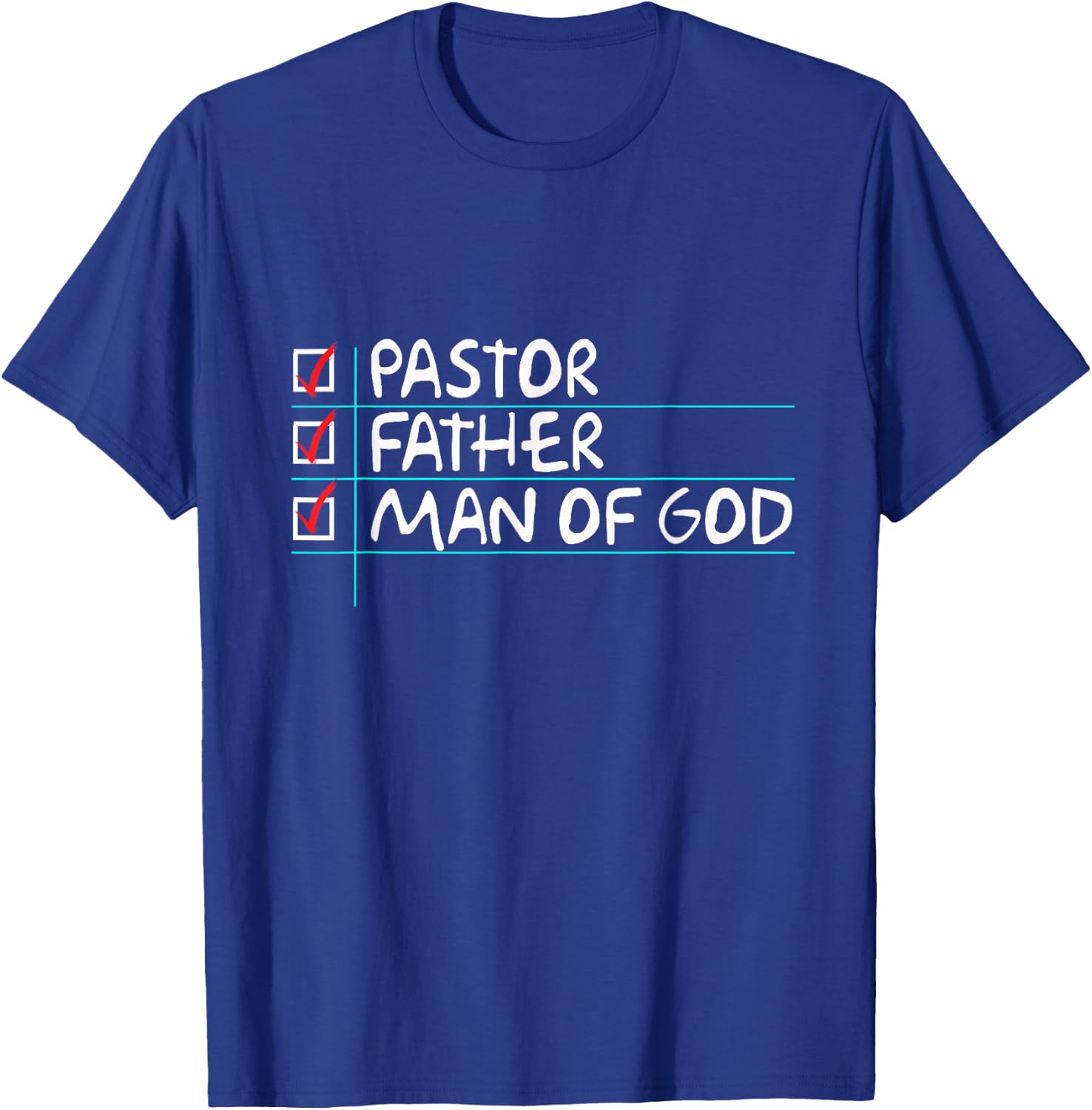 Fathers Day Gift From Church Pastor Dad Man of God T-Shirt - T-Shirt | Royal