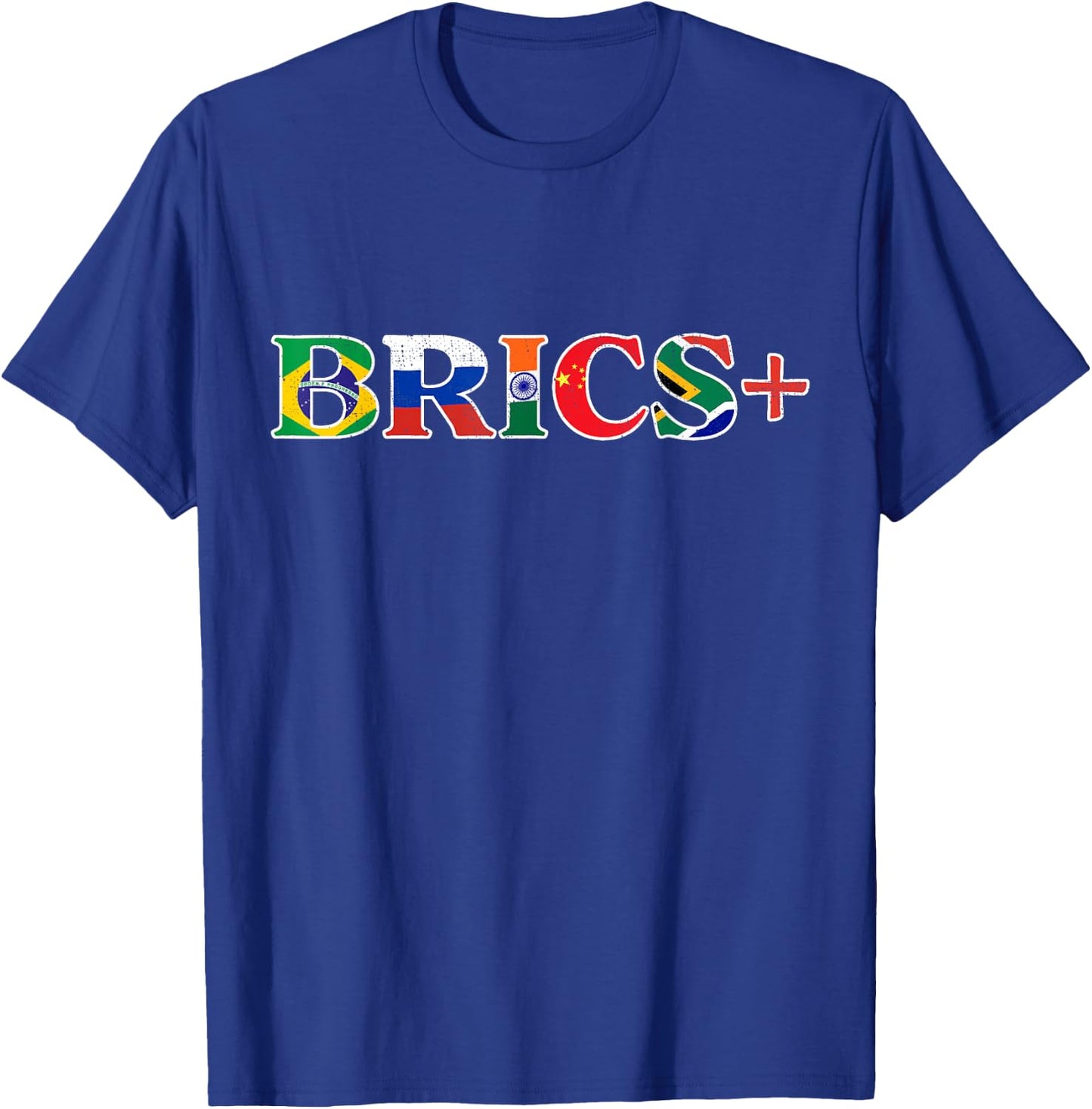 BRICS+ Flag Letter Brazil Russia India China & South Africa T-Shirt - T-Shirt | Royal