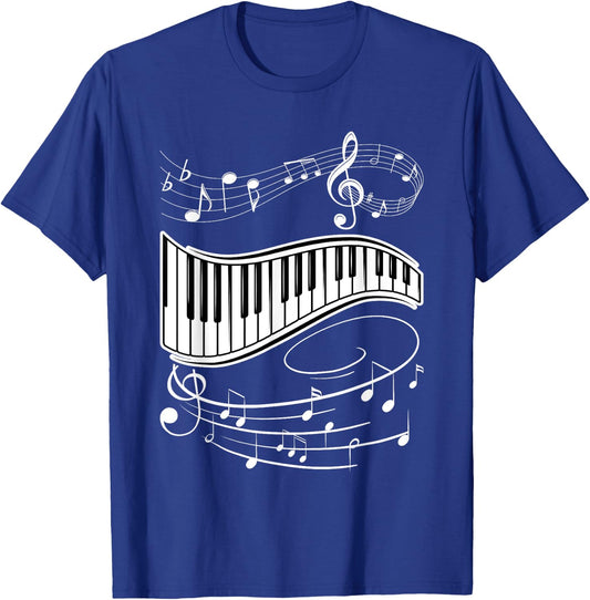 Pianist Music Notes Treble Clef Piano Player Keyboard Piano T-Shirt - T-Shirt | Royal