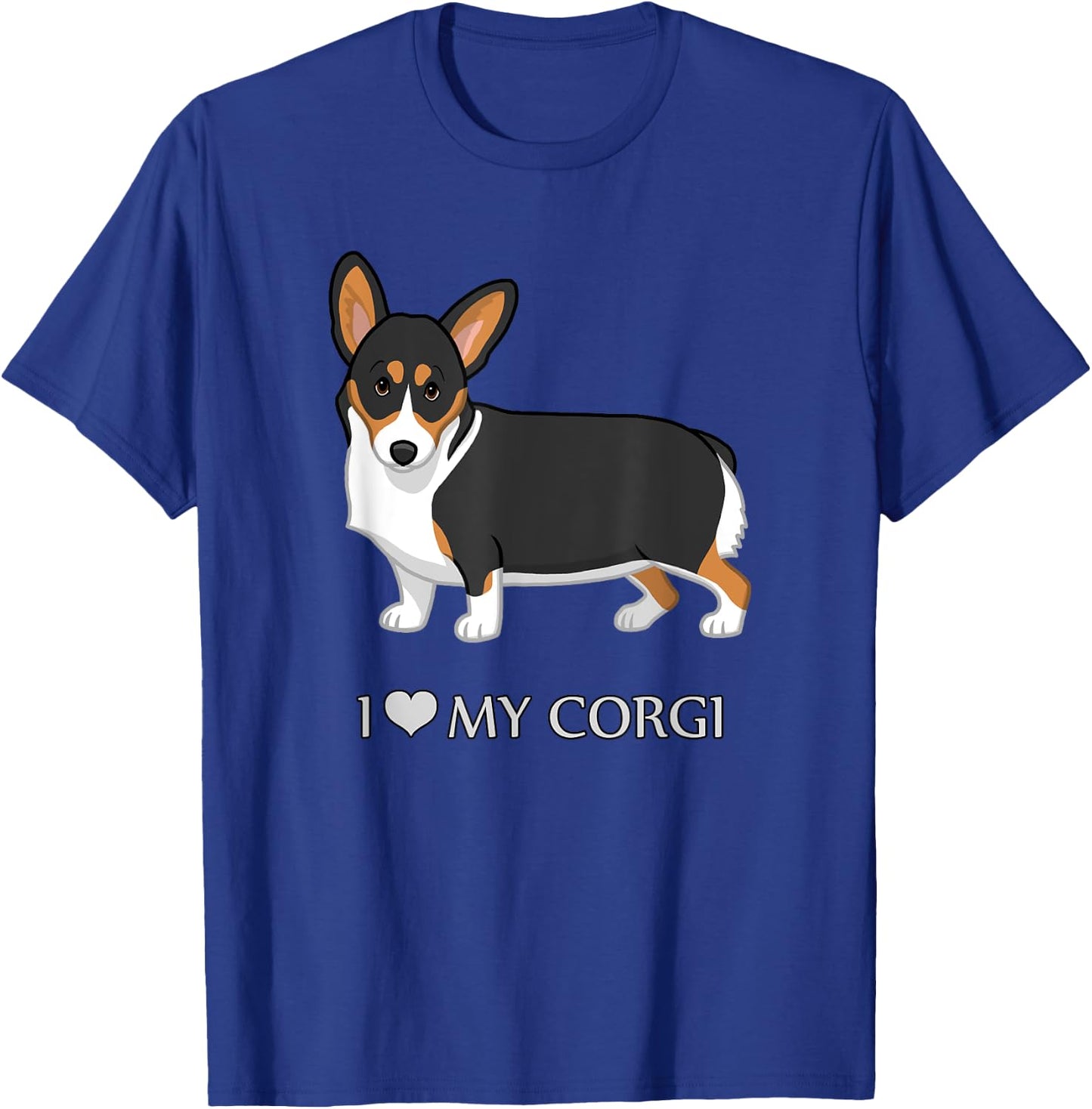 Black Tricolor I Love My Pembroke Corgi Dog Lovers Men Women Girls Kids T-Shirt - T-Shirt | Royal