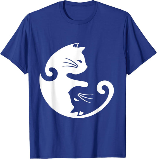 Cat Ying Yang Shirt Spirituality Meditation Yoga Gift Men Women Girls Kids T-Shirt - T-Shirt | Royal