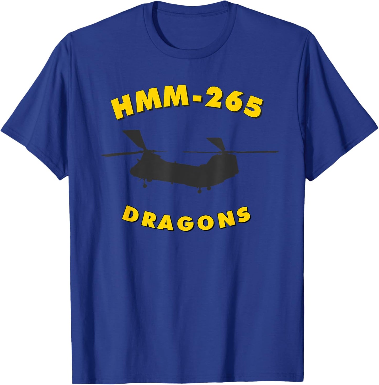 HMM-265 Dragons Helicopter Squadron CH-46 Sea Knight T-Shirt - T-Shirt | Royal