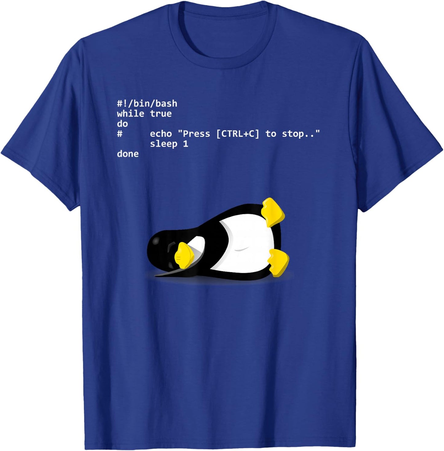 Sleeping Tux Loop Linux Geek Nerd Penguin T-Shirt - T-Shirt | Royal